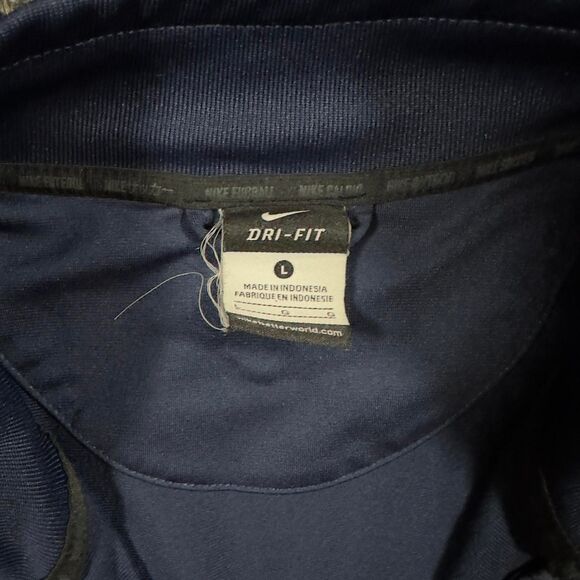 Nike Track Jacket Men L Navy White Polyester Dri-Fit Full Zip - Picture 3 of 5